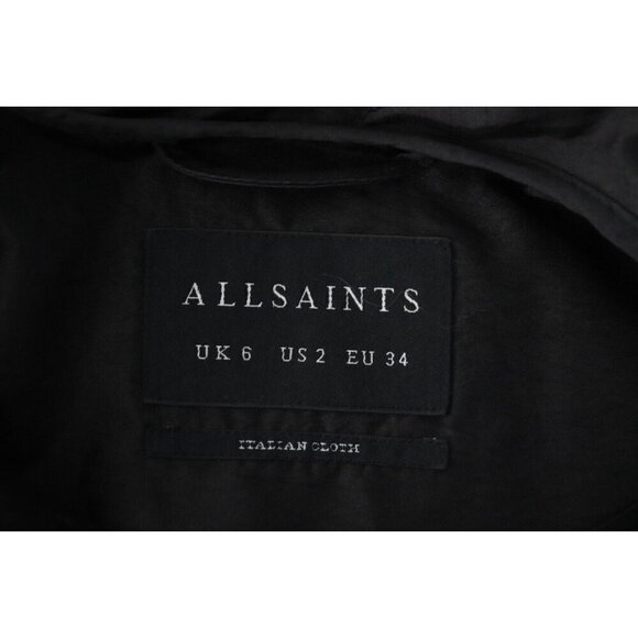 ALLSAINTS Womens 2 Black Foxi Liner Jacket AS354159R Front Button Italian Cloth - Picture 7 of 11